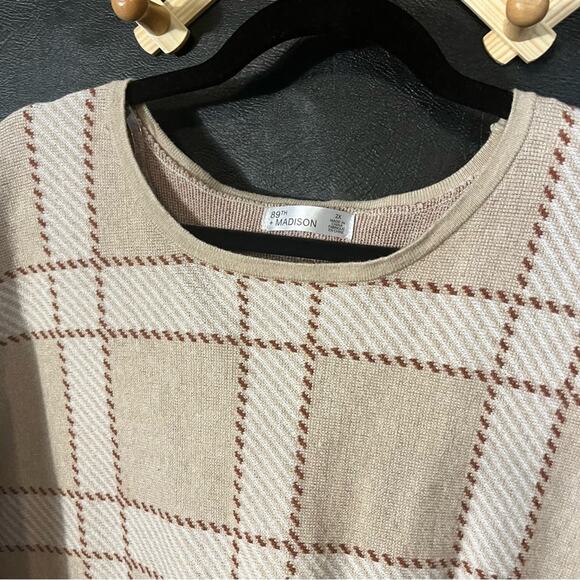 89th & Madison Tan Plaid Sweater Size 2X - Picture 3 of 8